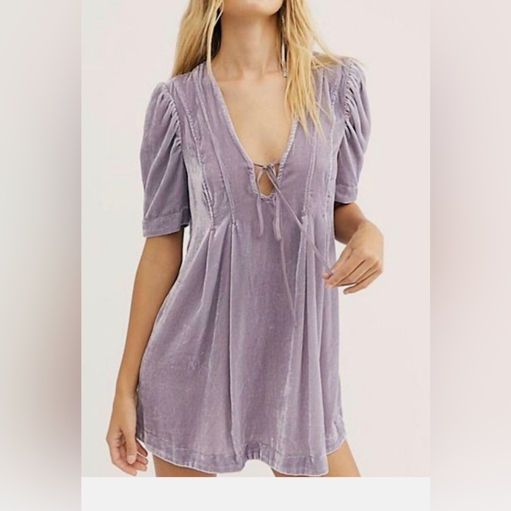 Free people Adele Velvet Tunic Blouse violet/purple size small